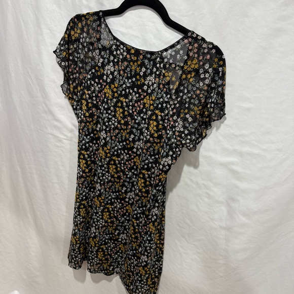 Ultra Flirt Mesh Floral Mini Dress XL Sheer Layered Y2K Indie Grunge Babydoll - Picture 8 of 14